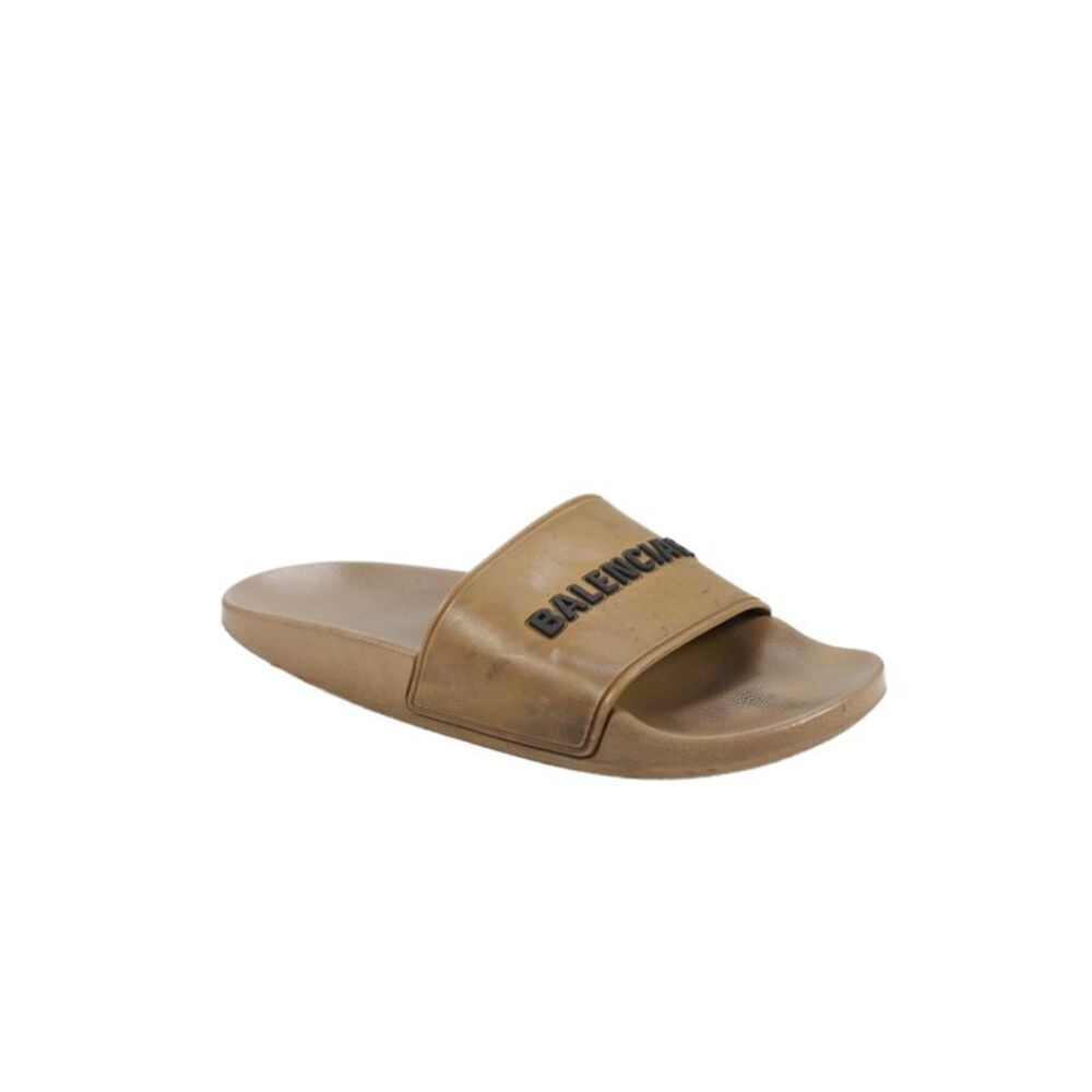 Balenciaga Womens Rubber Slip On Slides Shoes Brown Size 7